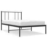 vidaXL Cadre de lit métal avec tête de lit noir 90x190 cm