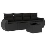 vidaXL Salon de jardin 5 Pièces avec coussins noir résine tressée