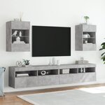 vidaXL Meubles TV muraux et lumières LED 2Pièces gris béton 40x30x60 5 cm