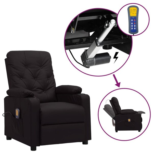 vidaXL Fauteuil de massage Noir Similicuir