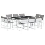 vidaXL Ensemble à manger de jardin avec coussins 11Pièces blanc textilène