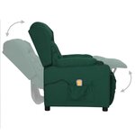 vidaXL Fauteuil de massage Vert foncé Tissu