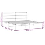 vidaXL Cadre de lit métal sans matelas et tête de lit blanc 200x200 cm