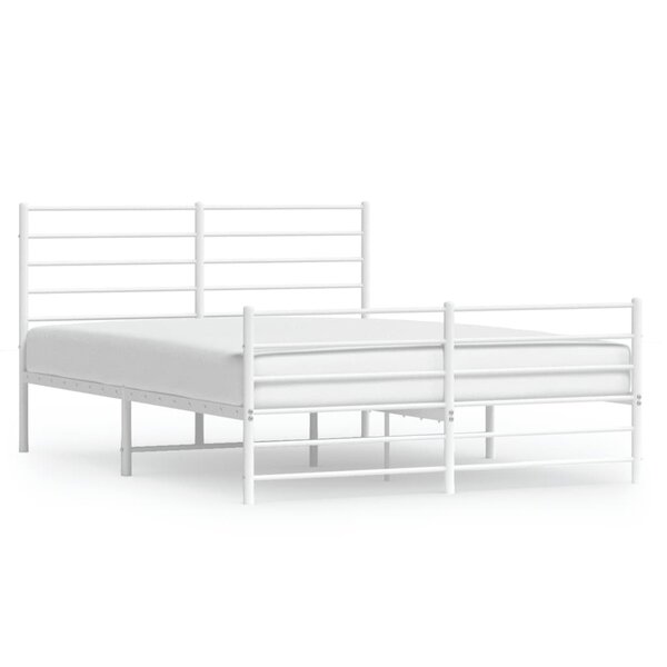 vidaXL Cadre de lit métal sans matelas et pied de lit blanc 140x200 cm