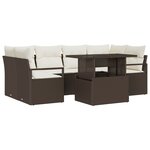 Set de Canapés de Jardin vidaXL 7 Pièces avec Coussins Marron Rattan Poly