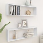 vidaXL Étagères cube murales 2 Pièces blanc 100x15x30cm bois d'ingénierie