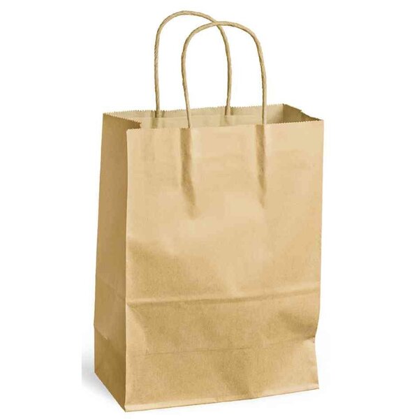 Sac à poignées torsadées kraft 90g taille s 24x11x33cm brun x 20 mailmedia