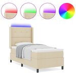 Lit à ressorts vidaXL avec matelas et LED Crème 100x200 cm en tissu
