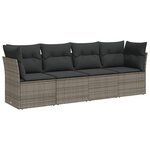 vidaXL Salon de jardin 4 Pièces avec coussins gris résine tressée