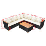 Salon de jardin meuble d'extérieur ensemble de mobilier 5 pièces avec coussins résine tressée noir 02_0016493