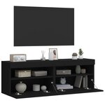 vidaXL Meubles TV muraux avec lumières LED 2 Pièces noir 60x30x40 cm
