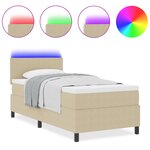 vidaXL Lit Sommier avec Matelas & Lumière LED Beige 80x200 cm Tissu Côtelé