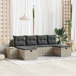 vidaXL Ensemble de canapé de jardin 6 pièces avec coussins gris clair en poly rattan