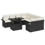 vidaXL Ensemble de Canapé de Jardin 9 Pièces avec Coussins - Rattan Noir