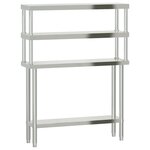 vidaXL Table de travail de cuisine avec étagère 110x30x150 cm inox