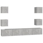 vidaXL Ensemble de meubles TV 6 Pièces Gris béton Bois d'ingénierie