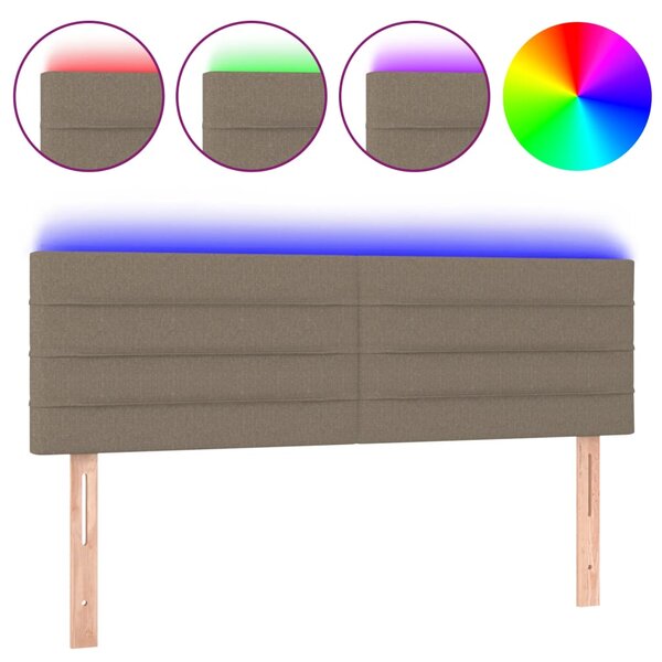 vidaXL Tête de lit à LED Taupe 144x5x78/88 cm Tissu