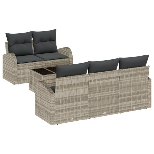 vidaXL Ensemble de canapé 6 pièces avec coussins gris clair en poly rattan