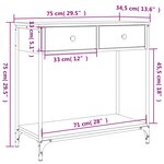 vidaXL Table console sonoma gris 75x34 5x75 cm bois d'ingénierie