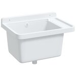vidaXL Lavabo pour montage murale blanc 50x35x24 cm résine