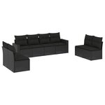 vidaXL Salon de jardin 8 Pièces avec coussins noir résine tressée