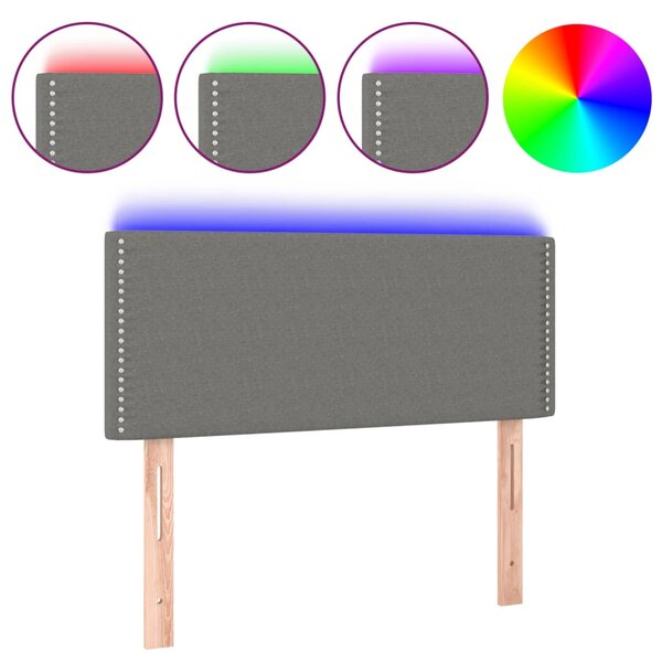 vidaXL Tête de lit à LED Gris foncé 80x5x78/88 cm Tissu