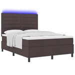 vidaXL Lit avec sommier avec matelas & LED Marron foncé 140x190 cm Tissu