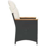vidaXL Chaise inclinable de jardin avec coussins noir résine tressée