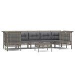 vidaXL Salon de jardin 8 Pièces avec coussins Gris Résine tressée