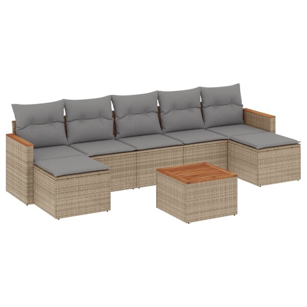 vidaXL Salon de jardin avec coussins 8Pièces mélange beige résine tressée