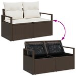 Ensemble de canapé de jardin 4 pièces vidaXL avec coussins Marron Poly Rattan