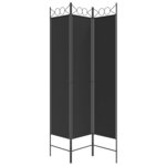 vidaXL Cloison de séparation 3 panneaux Noir 120x200 cm Tissu