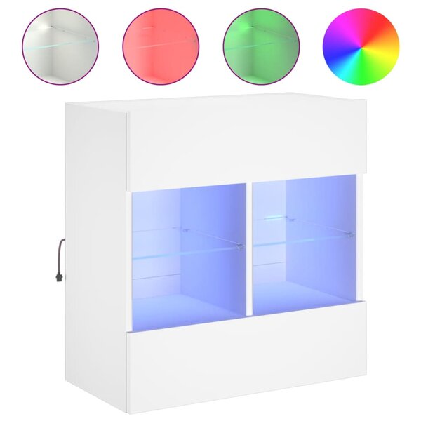 vidaXL Meuble TV mural avec lumières LED blanc 58 5x30x60 5 cm