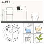 LECHUZA Jardinière de table QUADRO LS 21 ALL-IN-ONE Charbon métallique