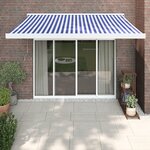vidaXL Auvent rétractable bleu et blanc 3x2 5 m tissu et aluminium