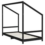 vidaXL Cadre de lit pour enfants noir 90x190 cm bois de pin massif