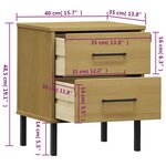 vidaXL Table de chevet avec pieds en métal Marron Bois pin massif OSLO
