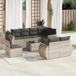 vidaXL Salon de jardin 9 Pièces avec coussins gris clair résine tressée