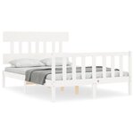 vidaXL Cadre de lit sans matelas blanc 140x190 cm bois de pin massif