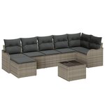 vidaXL Ensemble de Canapé de Jardin 7 Pièces avec Coussins Rotin Poly Noir