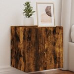 vidaXL Meuble TV mural avec lumières LED chêne fumé 40 5x35x40 cm