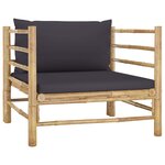 Salon de jardin meuble d'extérieur ensemble de mobilier 7 pièces avec coussins gris foncé bambou 02_0017197