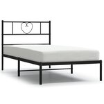 vidaXL Cadre de lit métal avec tête de lit noir 107x203 cm