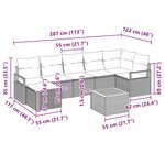 Ensemble de Canapés de Jardin vidaXL 8 pièces avec Coussins Noir Poly Rotin Acacia