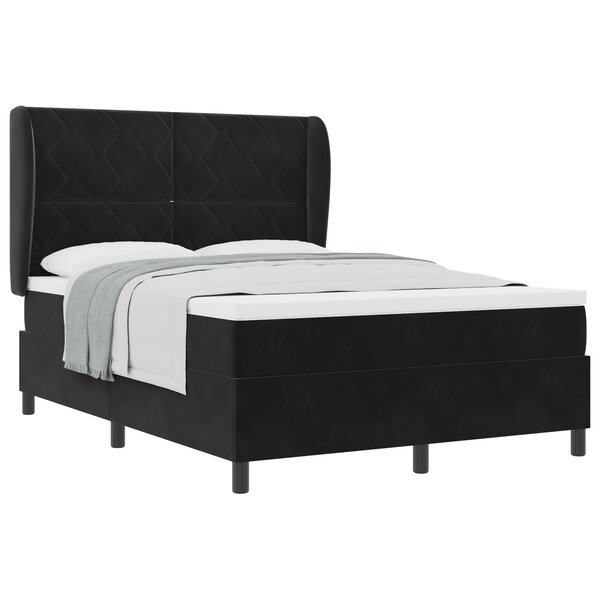 Lit Box Spring vidaXL avec Matelas Noir 160x200 cm Velours