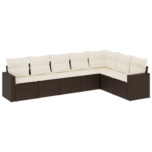 vidaXL Salon de jardin avec coussins 7 Pièces marron résine tressée