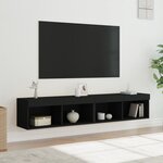 vidaXL Meubles TV avec lumières LED 2 Pièces noir 80x30x30 cm