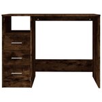 Bureau table poste de travail meuble d'ordinateur informatique étude avec tiroirs chêne fumé 102 x 50 x 76 cm bois d'ingénierie brun 02_0023466