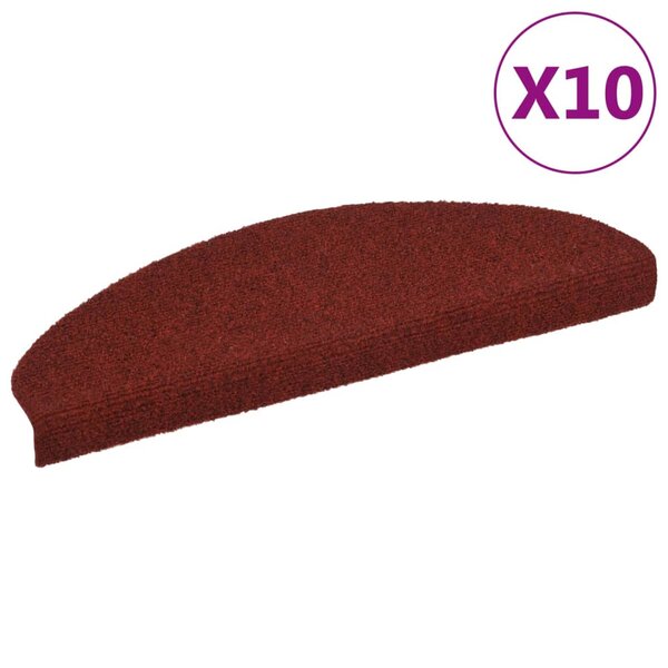 vidaXL Tapis autoadhésifs de marches 10 Pièces Rouge 65x21x4cm Aiguilleté