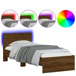 vidaXL Cadre de lit tête de lit et lumières LED chêne marron 90x200 cm